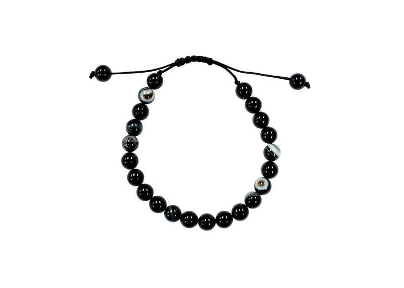 Agate (Black/White) 8mm Bead Slide Bracelet
