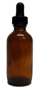 Amber Round Glass Bottle, 2 oz. w/ Dropper