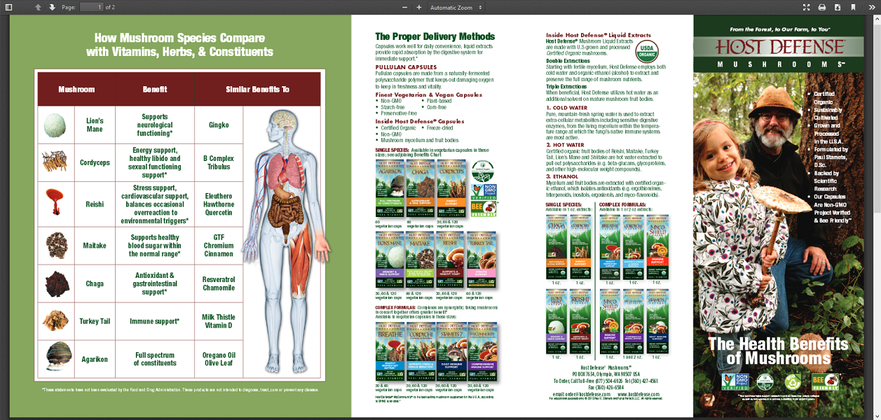 Health Benefits of Mushrooms Brochure Download