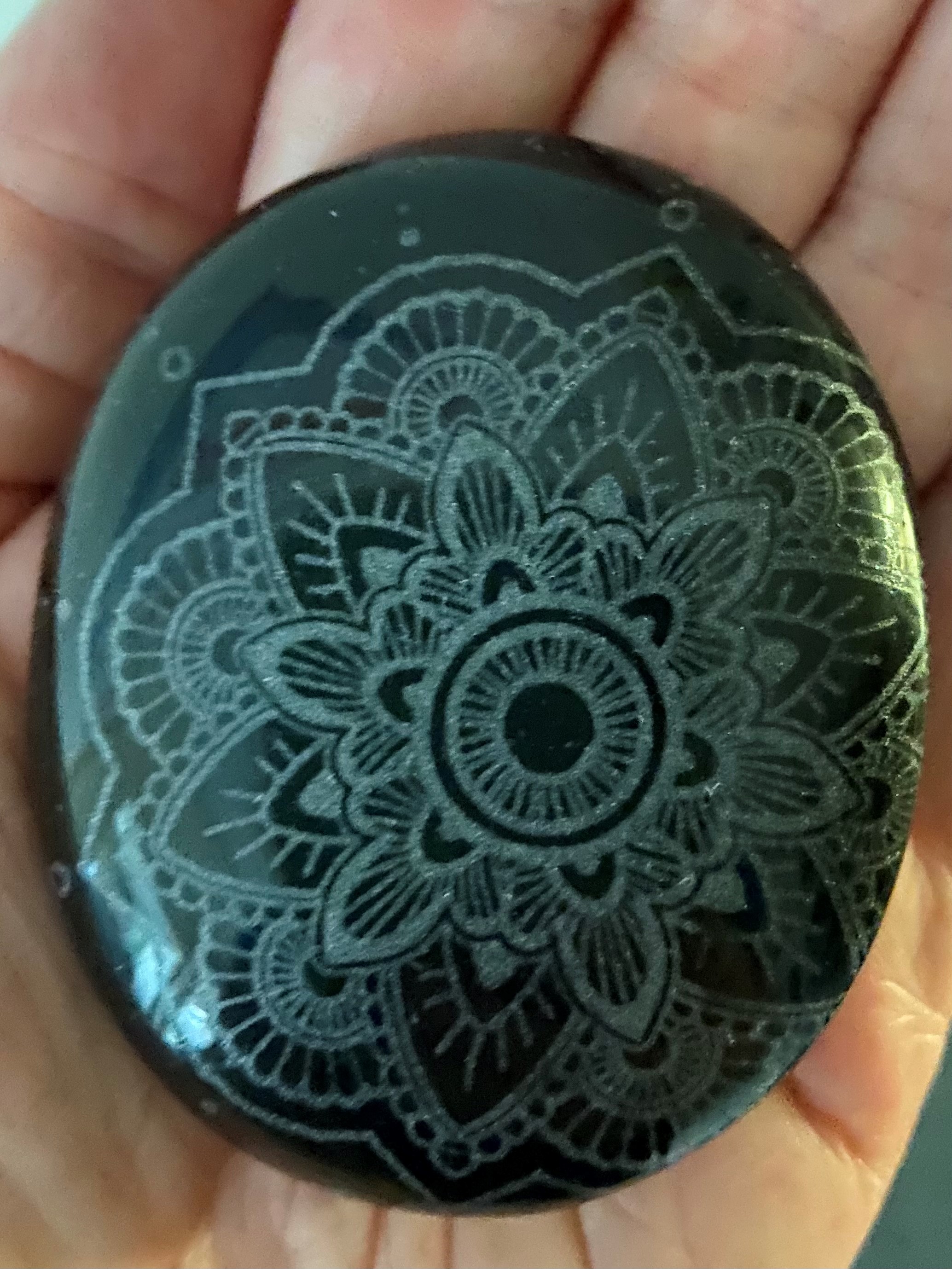 Black Obsidian Palm Stone Mandala