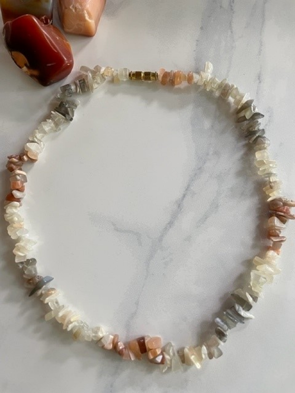 Moonstone Chip Necklace, 18"