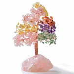 Multi-Gemston Tree of Life on Rose Quartz Base with 414 gemstones