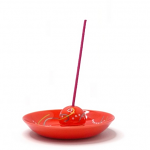 Togei Plate with Sphere Incense Holder, Red