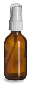 Amber Round Glass Bottle, 2 oz. w/ Spray Top