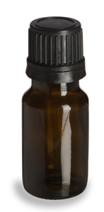 Amber Glass Bottle, 10 ml w/ Dropper Cap (Blk)