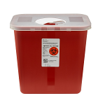 Sharps Container SharpSafety™ Red Base 10 H X 10-1/2 W X 7-1/4 D Inch Vertical Entry 2 Gallon
